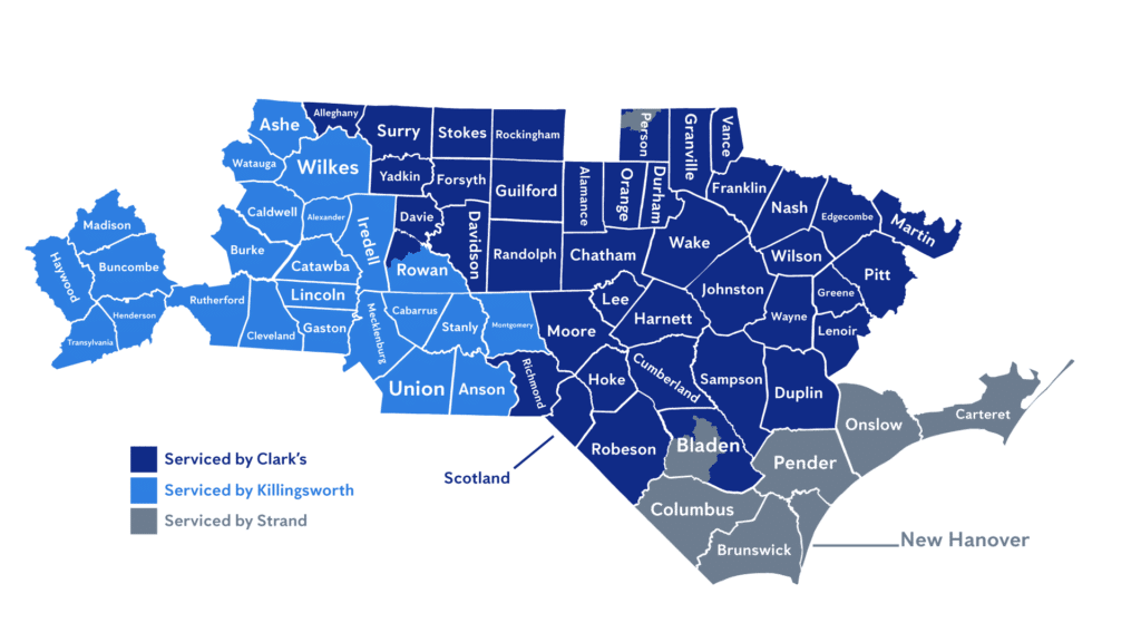 AX Carolinas Pest Control Service Area in North Carolina