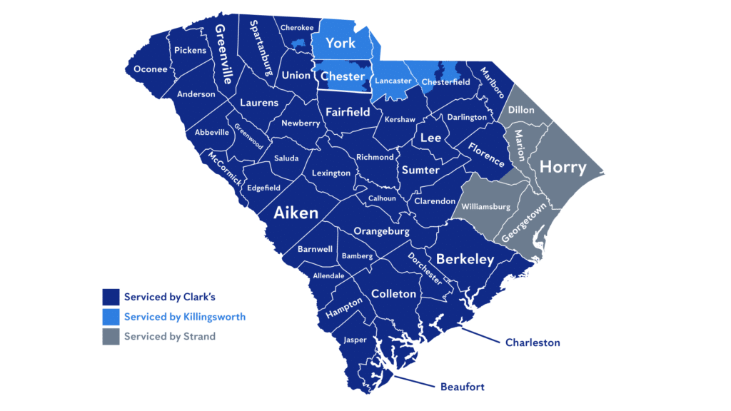 AX Carolinas Pest Control Service Area in South Carolina